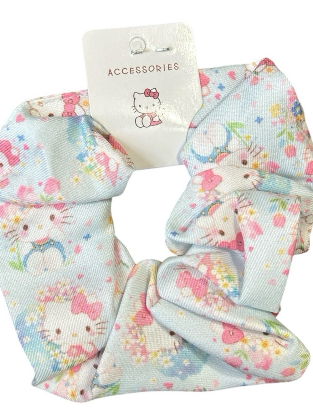 Sanrio Hello Kitty Light Blue Floral Hair Scrunchie Cute Kawaii